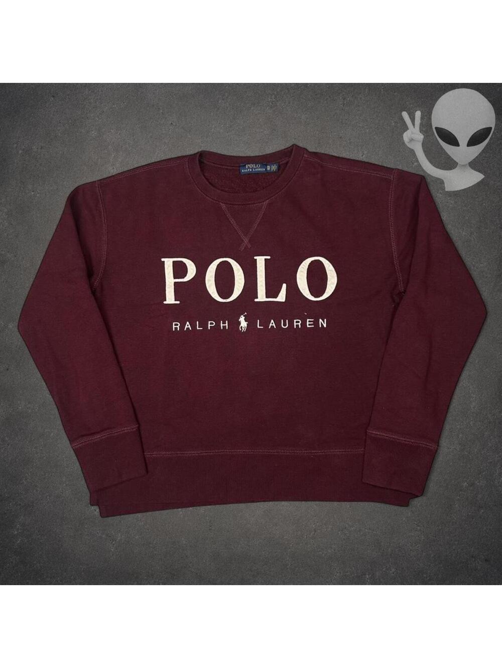Polo Ralph Lauren Burgundy Spell Out Crewneck Sweatshirt Women's Size XS Logo